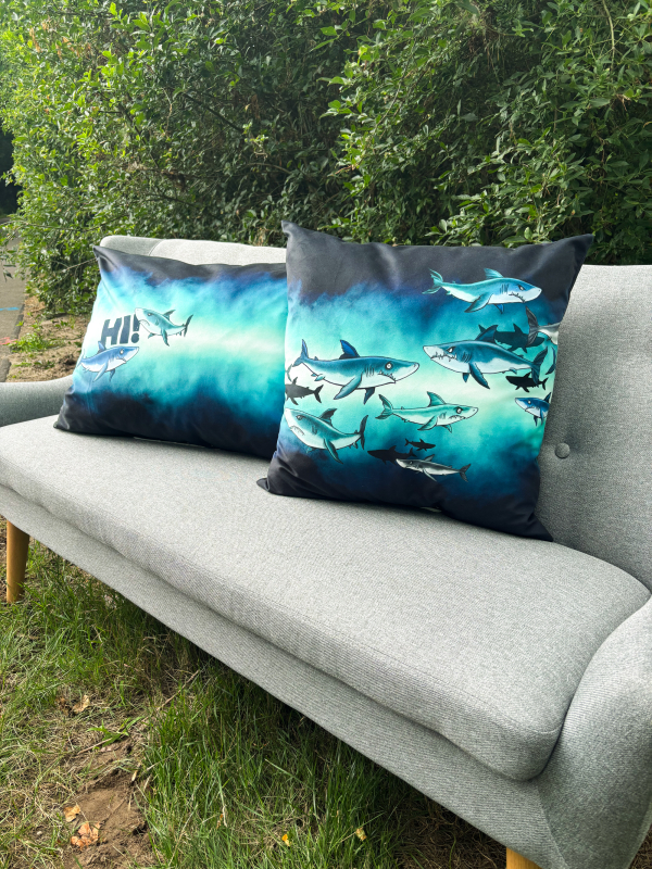 Kissen - Panel - Haie - Samt - Salty Pillows - Thorsten Berger